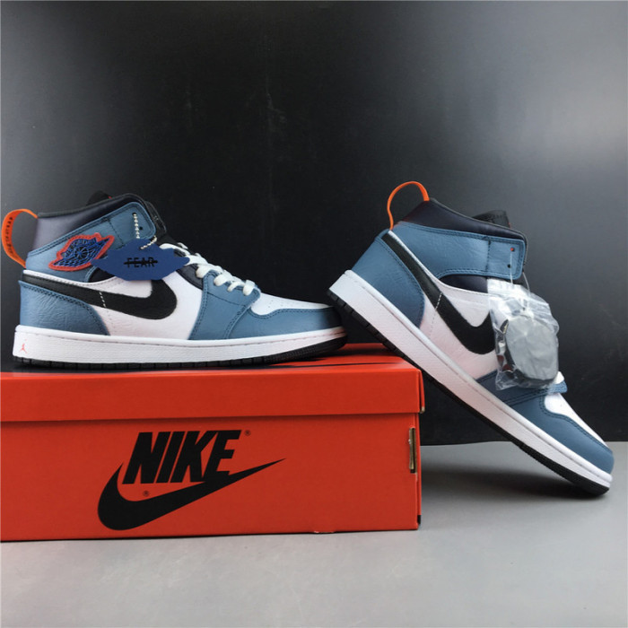 F**etasm x jordan 1 mid fearless blue white  cu2802-100