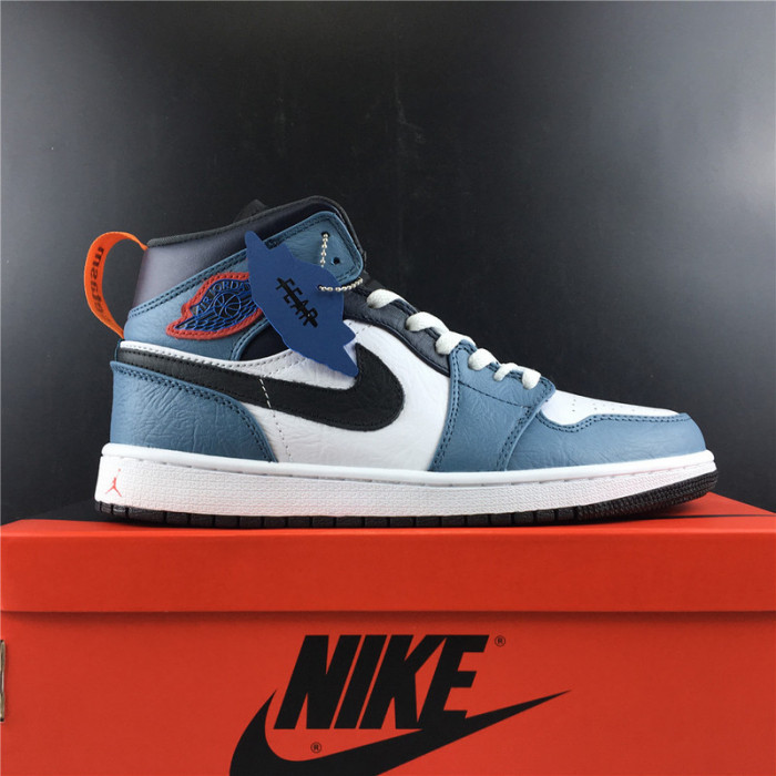 F**etasm x jordan 1 mid fearless blue white  cu2802-100