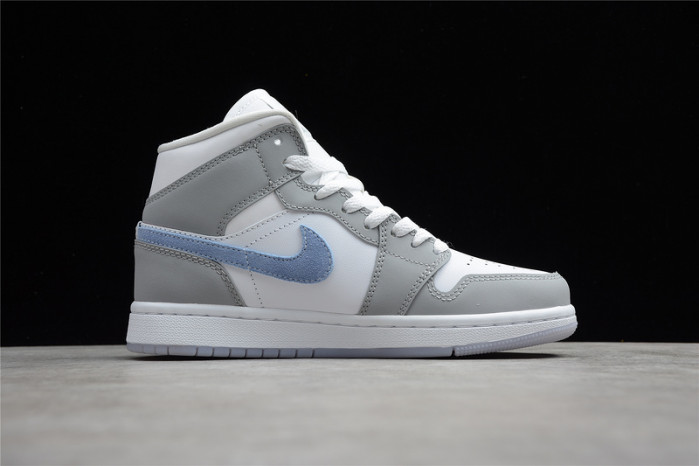 AIR JORDAN 1 Mid White Wolf Grey Blue BQ6472-105