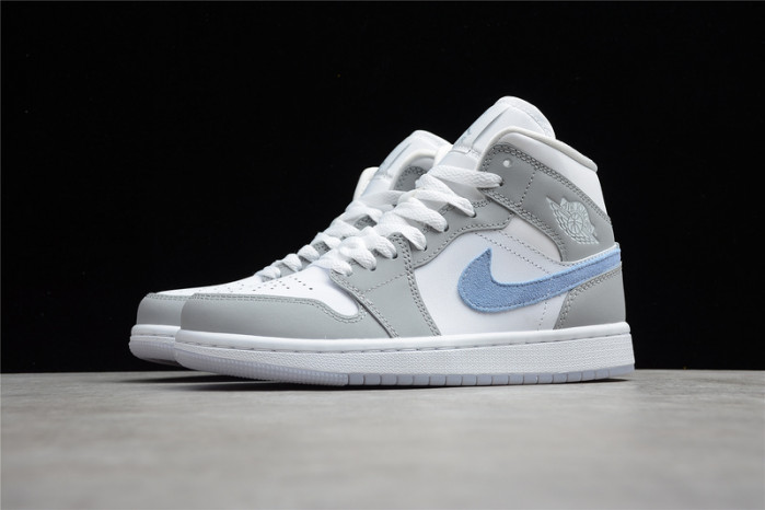 AIR JORDAN 1 Mid White Wolf Grey Blue BQ6472-105