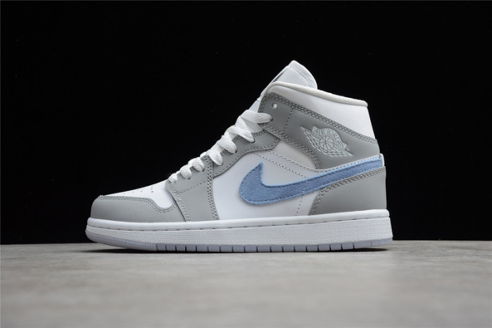 AIR JORDAN 1 Mid White Wolf Grey Blue BQ6472-105