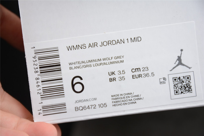 AIR JORDAN 1 Mid White Wolf Grey Blue BQ6472-105