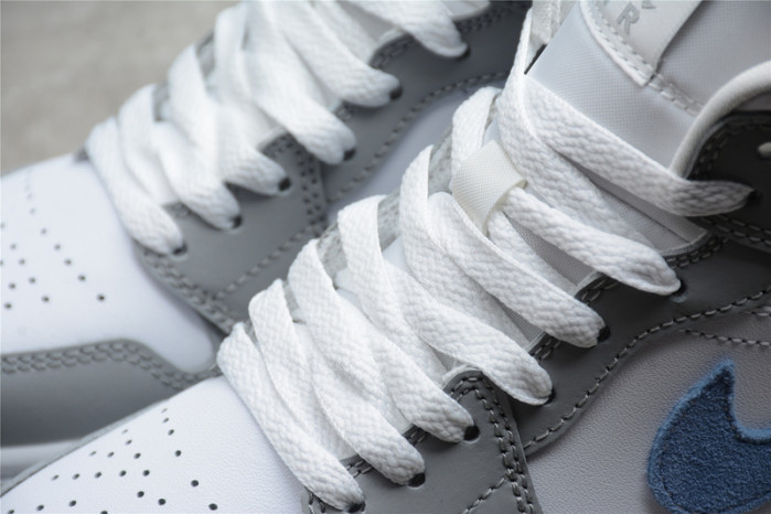 AIR JORDAN 1 Mid White Wolf Grey Blue BQ6472-105