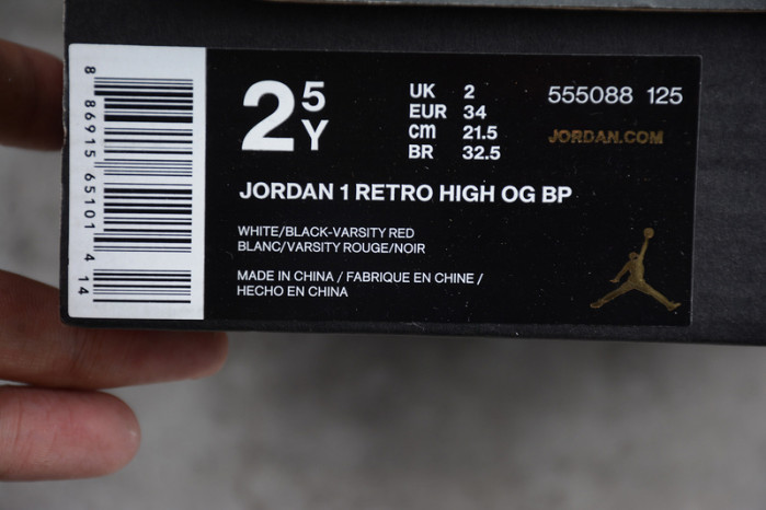 Kids Air Jordan 1 Retro Black Toe (2016)  555088-125